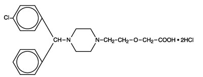 This is an image of the structural formula for Cetirizine Hydrochloride.