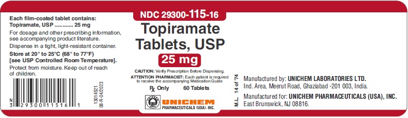 Topiramate Tablets, USP 25 mg [60T]