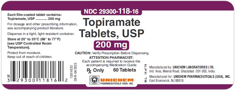 Topiramate Tablets, USP 200 mg (60T)