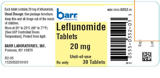 Leflunomide Tablets 20 mg 30 Tablets Label