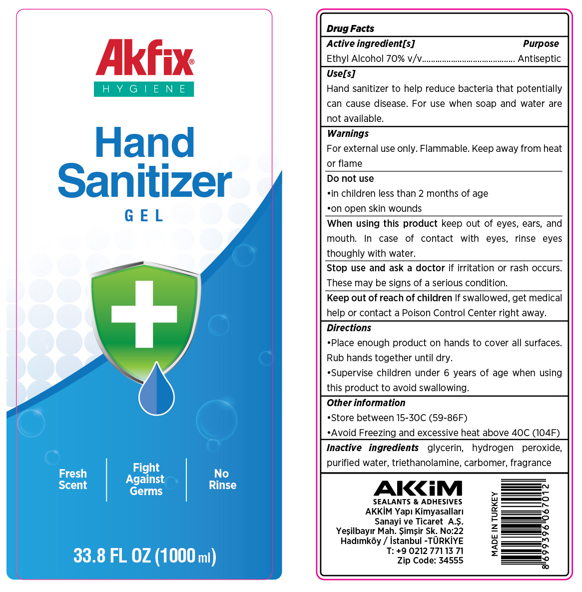 Akfix Hand Sanitizer Liquid Gel 1000