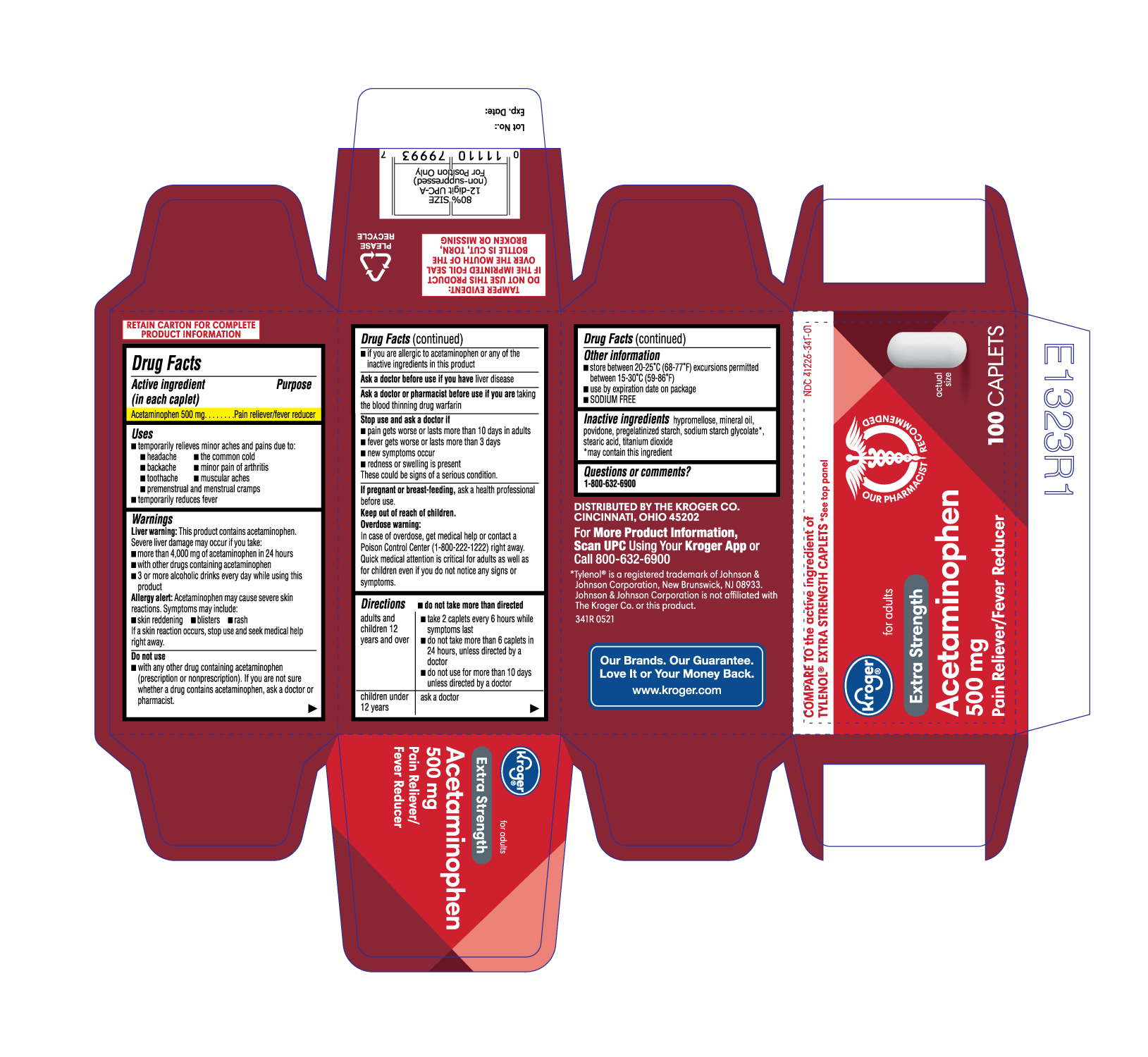 Acetaminophen-500mg-Kroger-100s-Carton