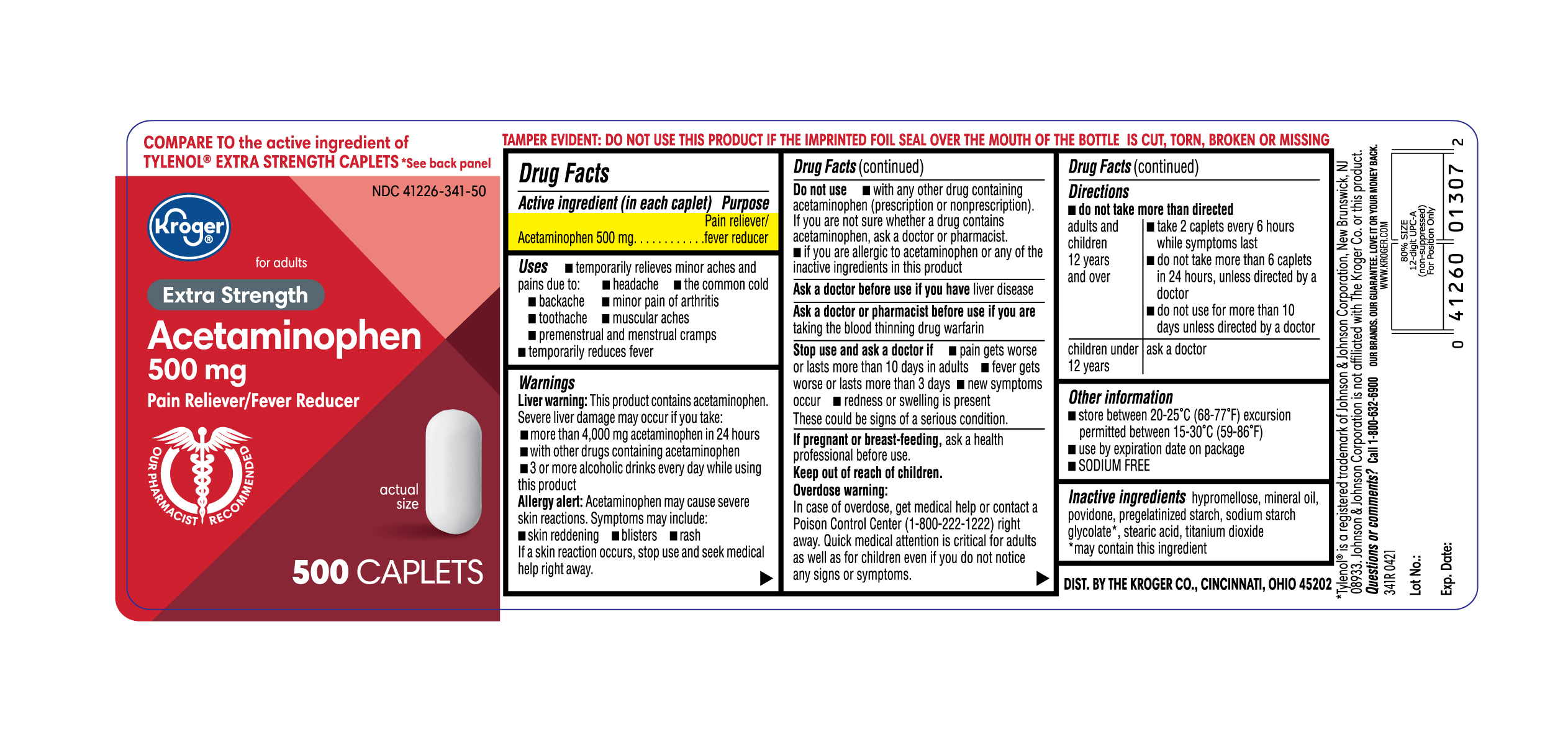 Acetaminophen-500mg-Kroger-500s-Label