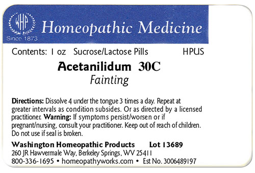 Acetanilidum label example