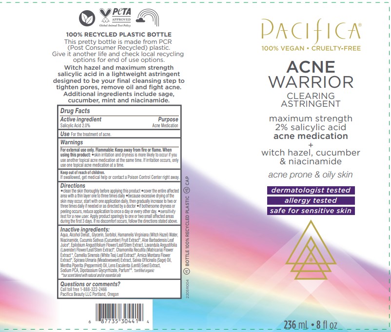 Acne Warrior Clearing Astringent Label