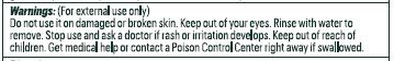 Warnings: ......Stop use and ask a doctor ir rash or irritation develops....