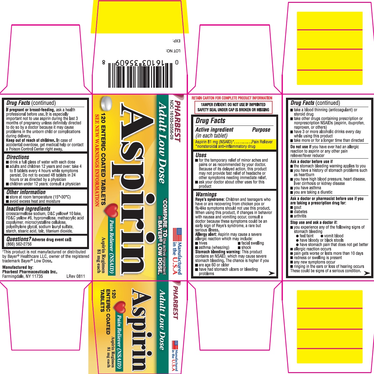 Adult Low Dose Aspirin 81mg Tablet Product Label