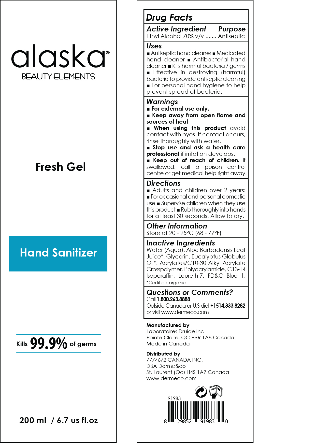 Alaska Beauty Elements Fresh Gel Hand Sanitizer 200 mL