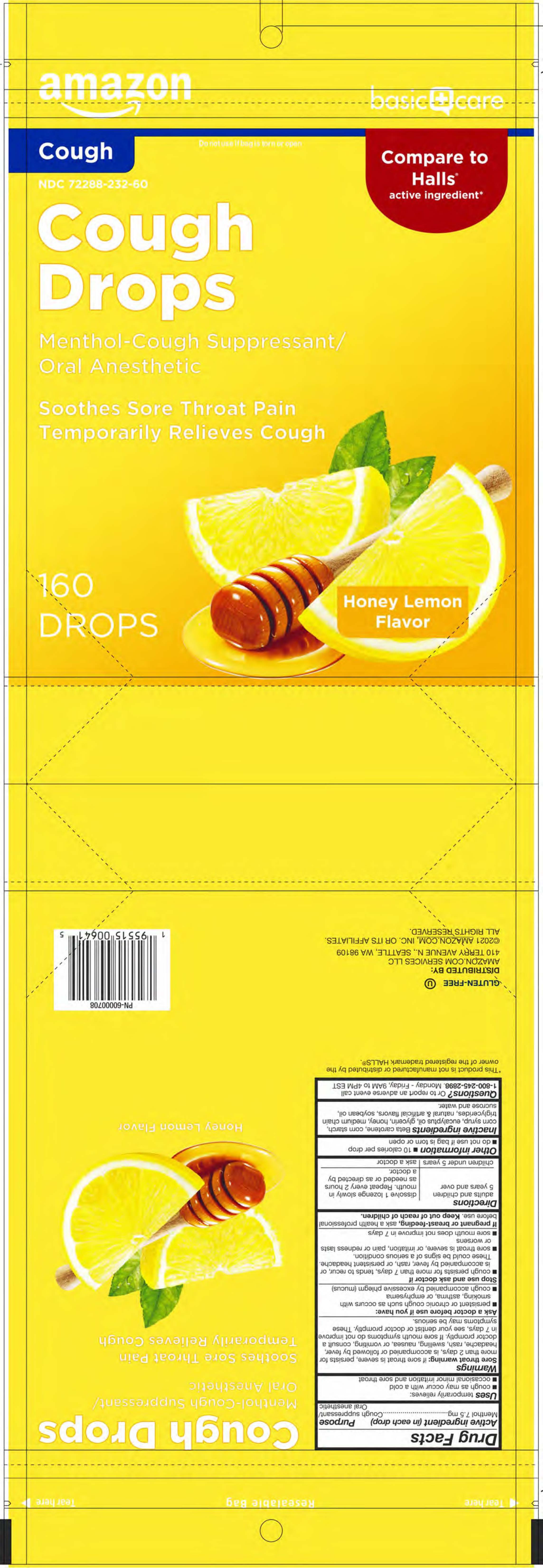 Amazon Basic Care Honey Lemon 160ct Cough Drops
