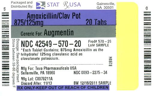 AmoxicillinClavPot Tablets USP 875 mg/125 mg 20s Label