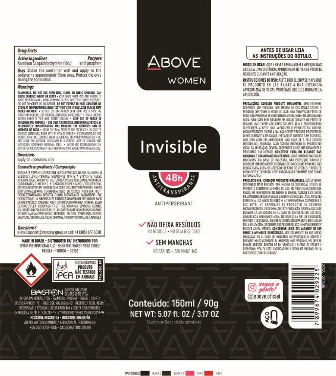 antiperspirant Above Invisible feminino aerosol