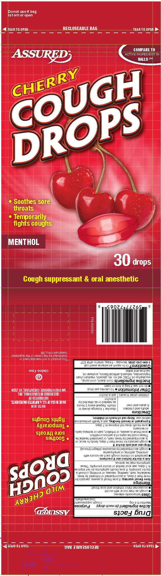 Assured Cherry 30ct Cough Drops