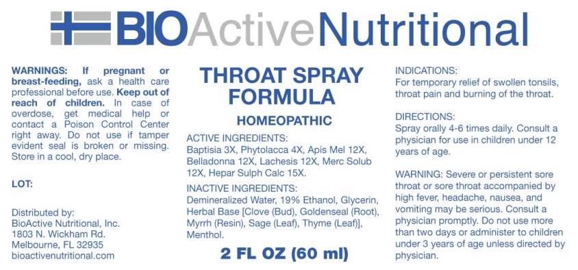Throat Spray Formula