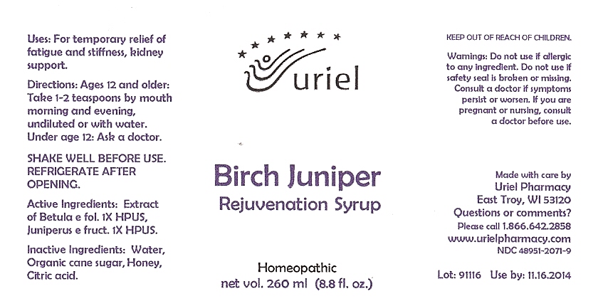 birch juniper syrup bottle label