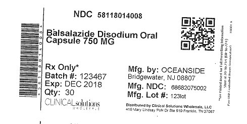 Balsalazide Dosodium 750mg capsule 30 count blister card