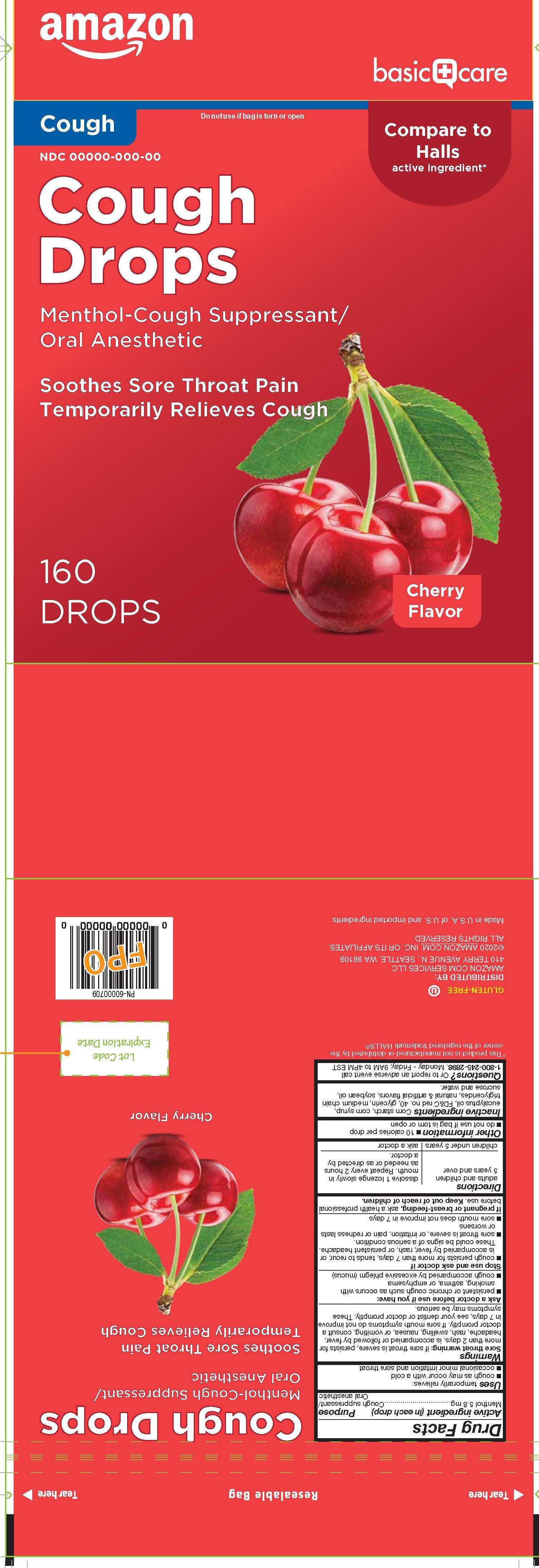 Basic Care Cherry 160ct Cough Drops