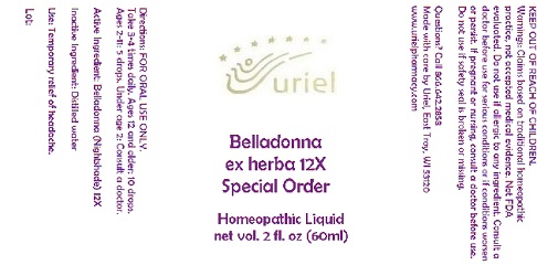 Belladonna Ex Herba 12 Special Order Liquid Breastfeeding