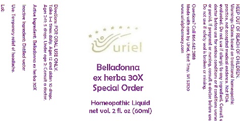 Belladonna Ex Herba 30 Special Order Liquid Breastfeeding