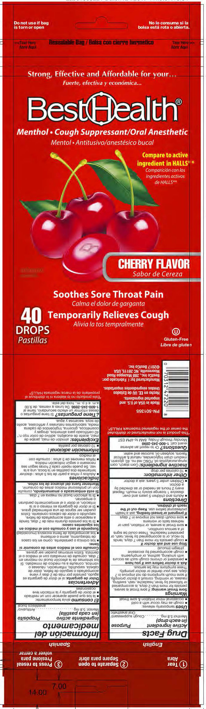 BestHealth Cherry 40ct Cough Drops