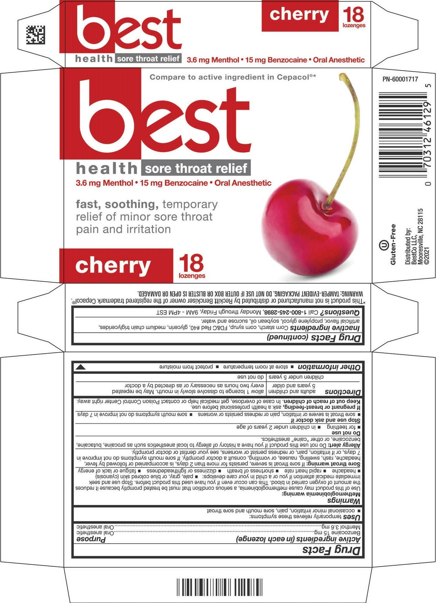 BestHealth Cherry Benzocaine 18ct Lozenges