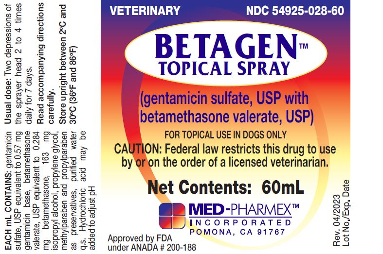 Betagen Spray 60 mL Container Label