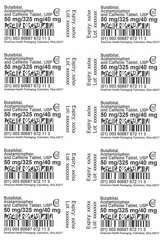 50 mg/325 mg/40 mg Butalbital, Acetaminophen and Caffeine Tablet Blister