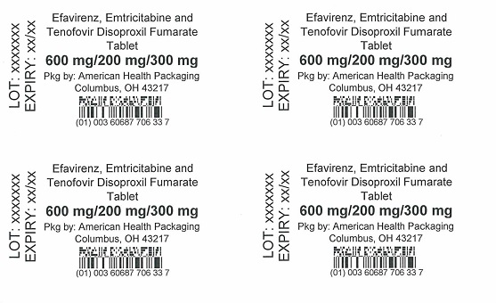 600 mg/200 mg/300 mg Efavirenz, Emtricitabine and Tenofovir Disoproxil Fumarate Tablet Blister