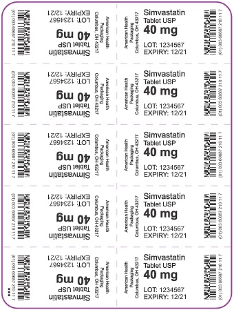 40 mg Simvastatin Tablets Blister