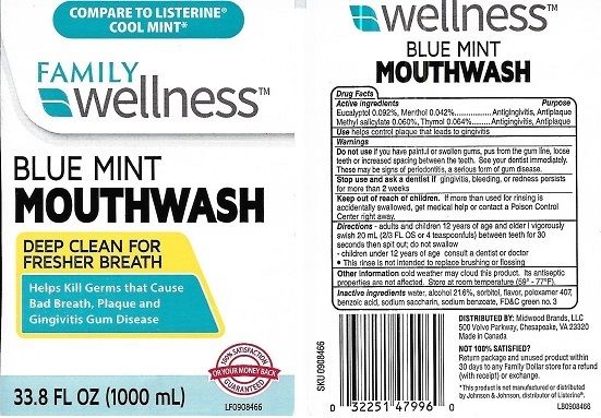 Family Wellness Blue Mint | Eucalyptol, Menthol, Methyl Salicylate, Thymol Mouthwash Breastfeeding