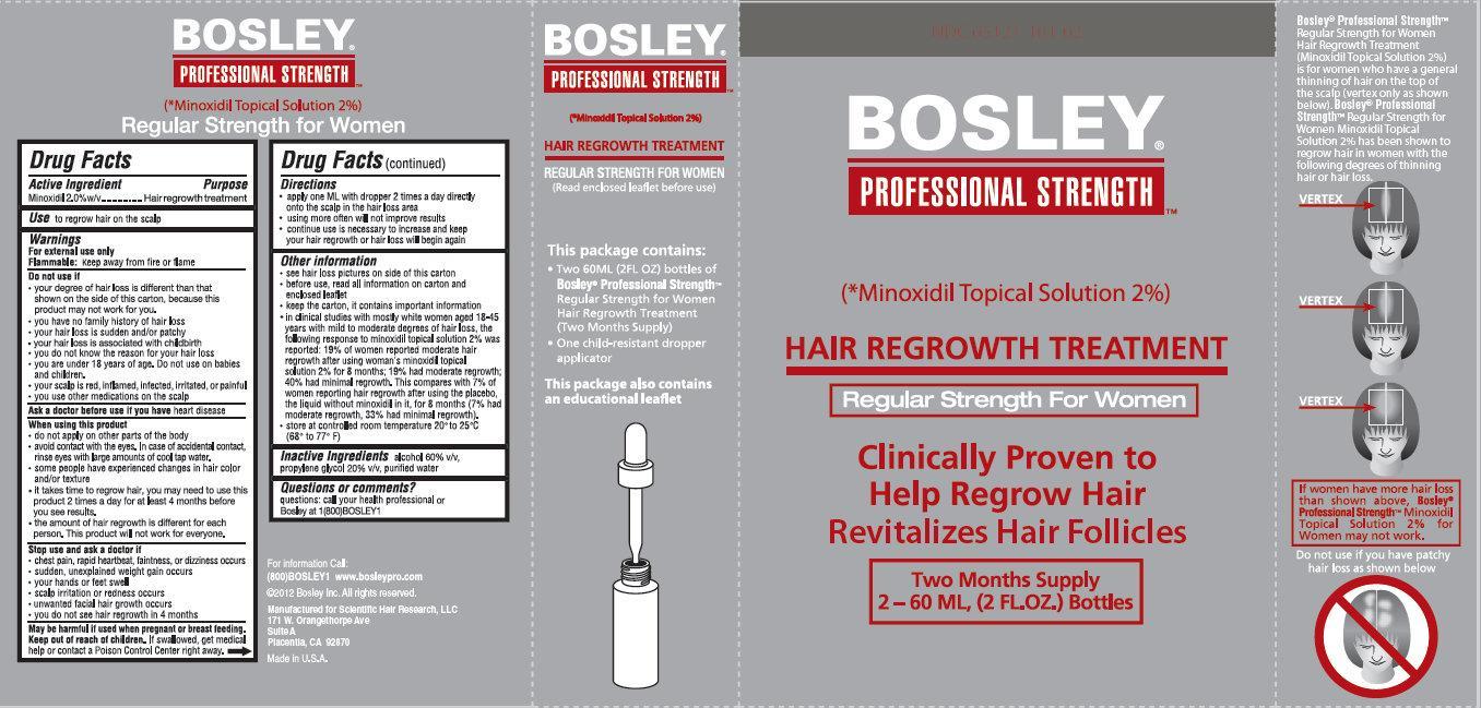 BOSLEY PROFESSIONAL STRENGTH HAIR REGROWTH TREATMENT Regular Strength For  Women