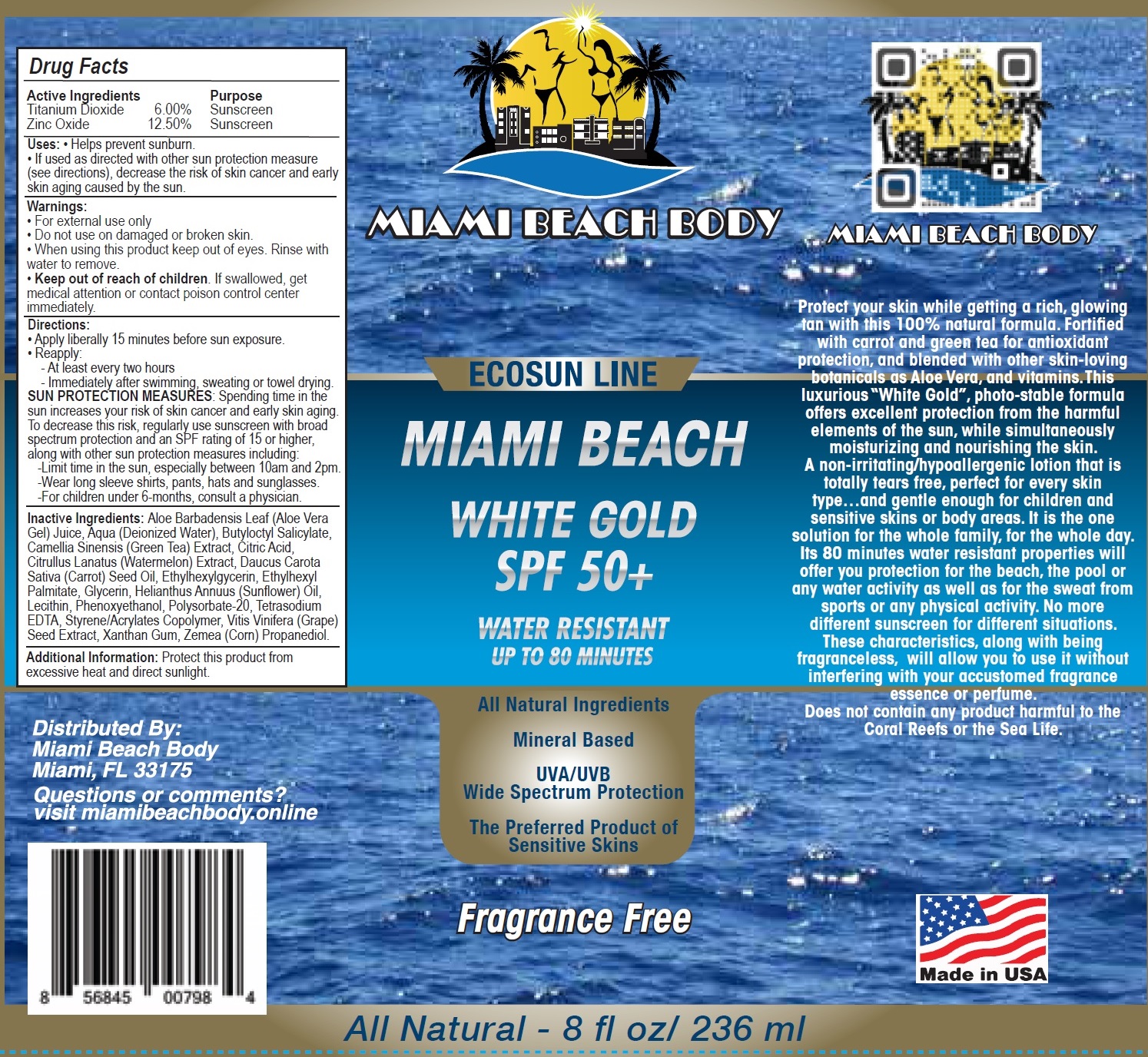 Miami Beach Body White Gold Spf 50 | Titanium Dioxide, Zinc Oxide Cream Breastfeeding
