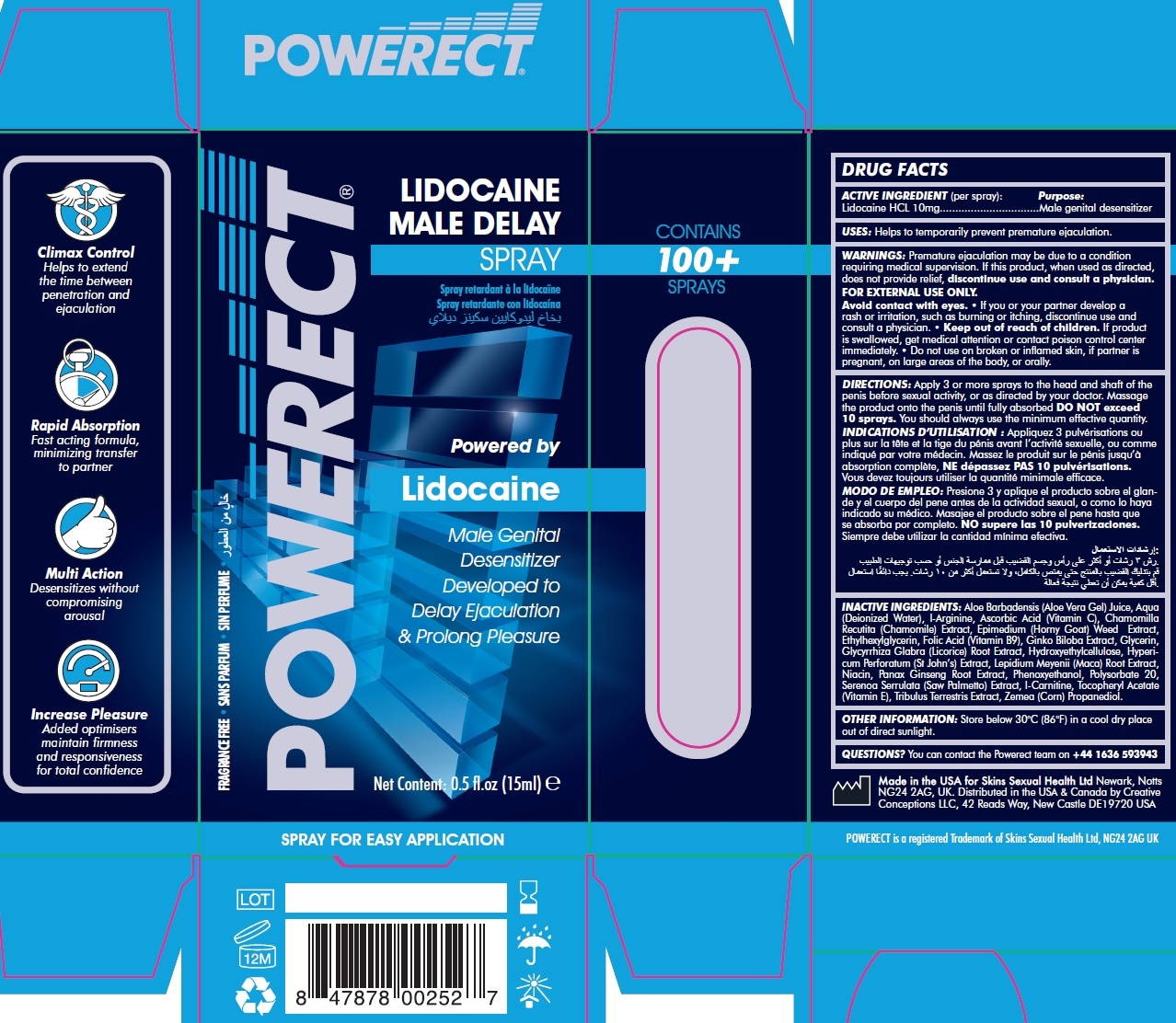 POWERECT Lidocaine Male Delay Spray
