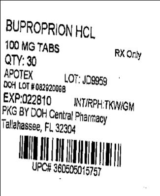Bupropion Hydrochloride Tablets 100 mg Bottles (Apotex)