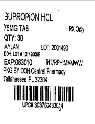 Bupropion Hydrochloride Tablets 75 mg Bottles (Mylan)
