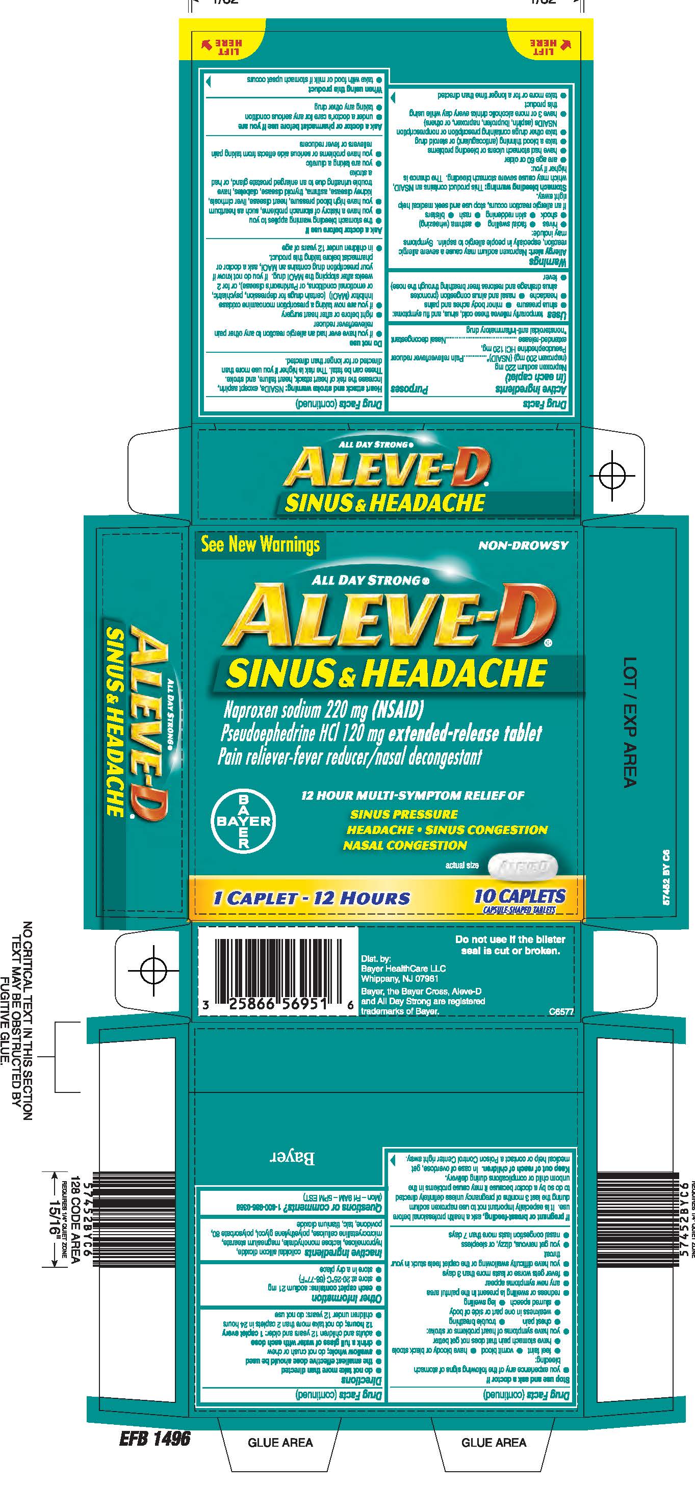 Aleve D Sinus and Headache label