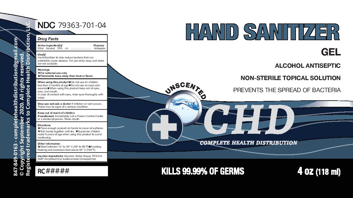 CHD 4oz Unscented Gel Hand Sanitizer