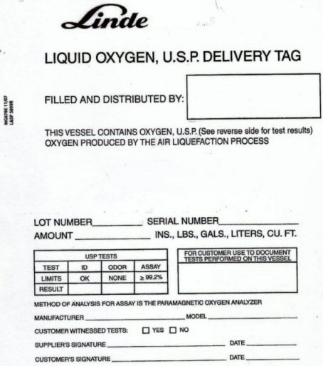 Oxygen Tag Label