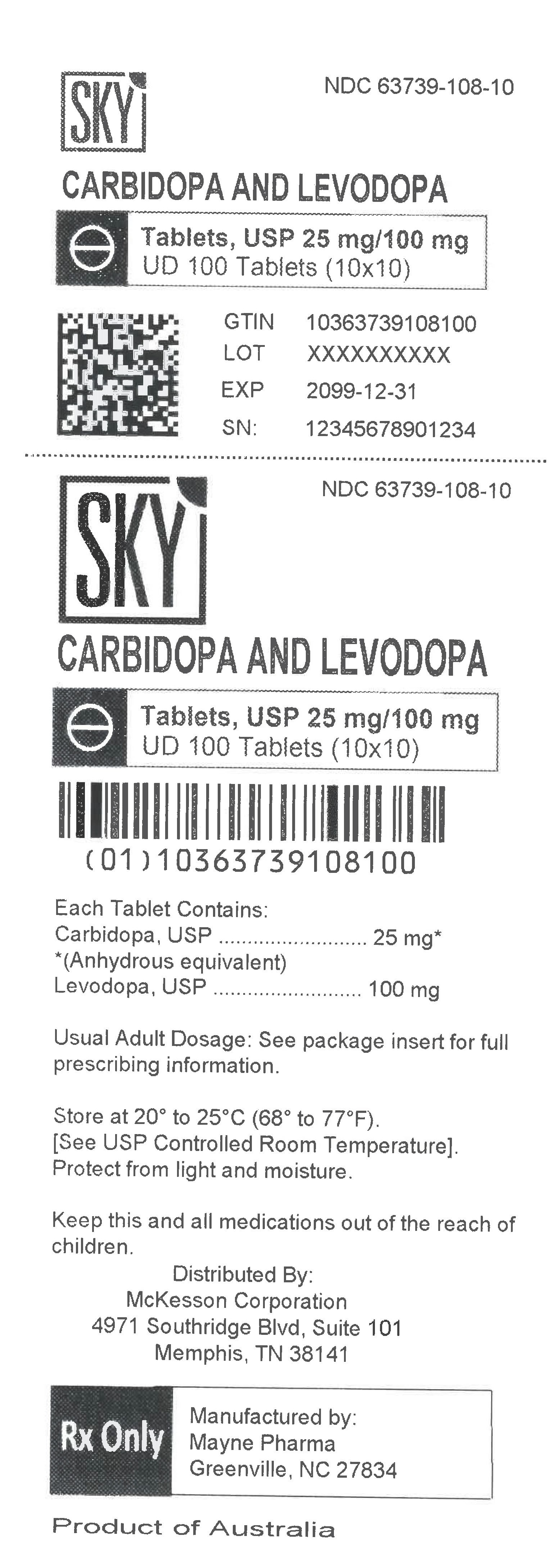 Carbidopa and Levodopa 25mg/100mg