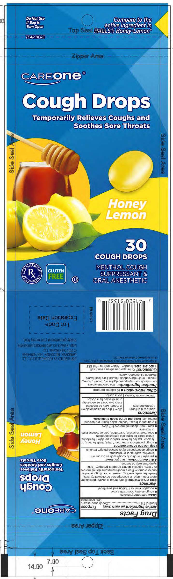 CareOne Honey Lemon 30ct Cough Drops