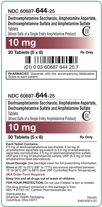10 mg Dextroamphetamine Saccharate, Amphetamine Aspartate, Dextroamphetamine Sulfate and Amphetamine Sulfate Tablets Carton