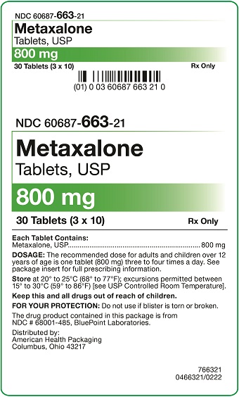 800 mg Metaxalone Tablets Carton