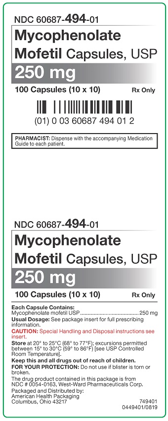250 mg Mycophenolate Mofetil Capsules Carton