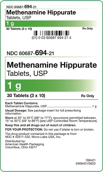 1 g Methenamine Hippurate Tablets Carton