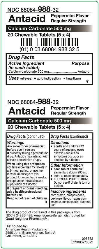 500 mg Antacid (Calcium Carbonate) Chewable Tablets Carton