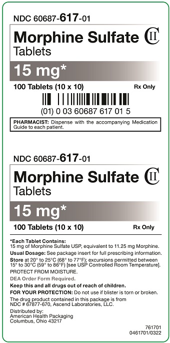 15 mg Morphine Sulfate Tablets Carton