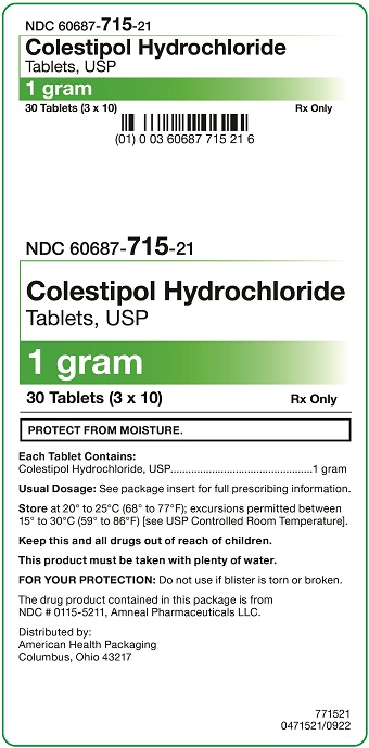 1 gram Colestipol Hydrochloride Tablets Carton
