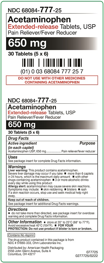 650 mg Acetaminophen Extended-release Tablets Carton