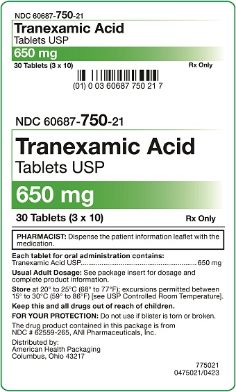 650 mg Tranexamic Acid Tablets Carton