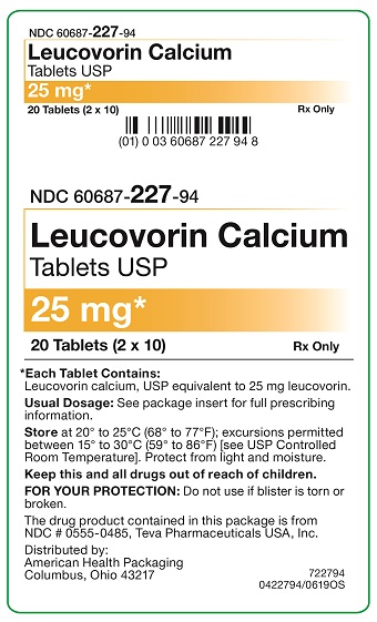 25 mg Leucovorin Calcium Tablets Carton