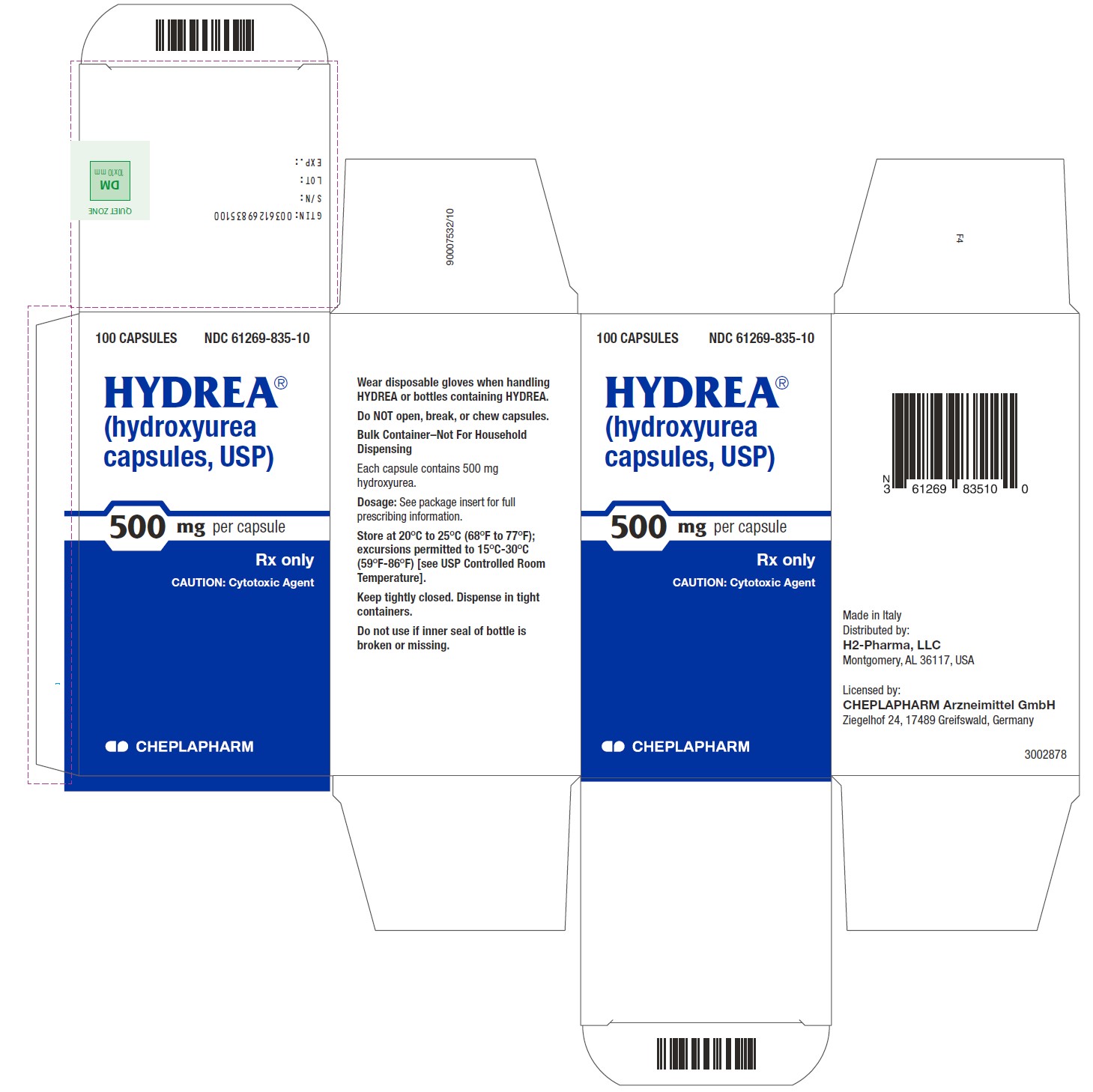 Hydrea 500 mg per capsule-carton
